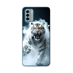 Чохол з картинкою 'Хижаки' для Nokia G22 (Білий тигр у диму)