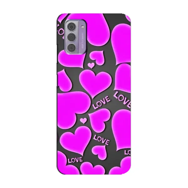 Чохол з принтом «Pink hearts» для Nokia G42