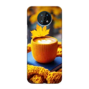 Чехол с уникальным дизайном «Осень с кофе» для Nokia G50 (Кофе на желтом пледе)