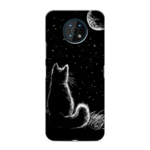 Чохол з принтом для Nokia G50 (AlphaPrint) Модні коти (Котик і місяць)