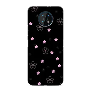 Чохол з розовим принтом для Nokia G50 (Рожеві квіти на чорному)