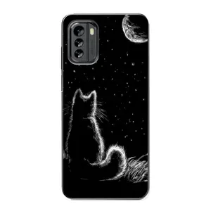 Чохол з принтом для Nokia G60 (AlphaPrint) Модні коти (Котик і місяць)