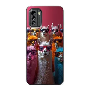 Чохол з принтом стильні тварини для Nokia G60 (Лами в окулярах)