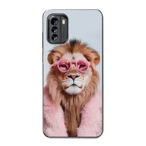 Чохол з принтом стильні тварини для Nokia G60 (Лев в окулярах)