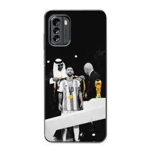 Чехлы для Nokia G60 (Leo чемпион) (AlphaPrint) (Месси в накидке)