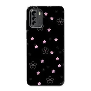 Чохол з розовим принтом для Nokia G60 (Рожеві квіти на чорному)
