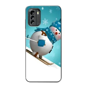 Новогодние Чехлы для Нокиа G60 (VPrint) (Снеговик на лыжах)