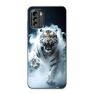 Чохол з картинкою 'Хижаки' для Nokia G60 (Білий тигр у диму)