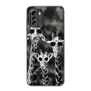 Силиконовый чехол с КАРТИНКАМИ лето для Nokia G60 (AlphaPrint) (Жирафы в очках)