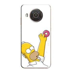 Чjхол з Сімпсонами для Nokia X10 (VPrint) (Гомер з пончиком)