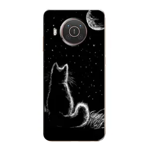 Чохол з принтом для Nokia X10 (AlphaPrint) Модні коти (Котик і місяць)