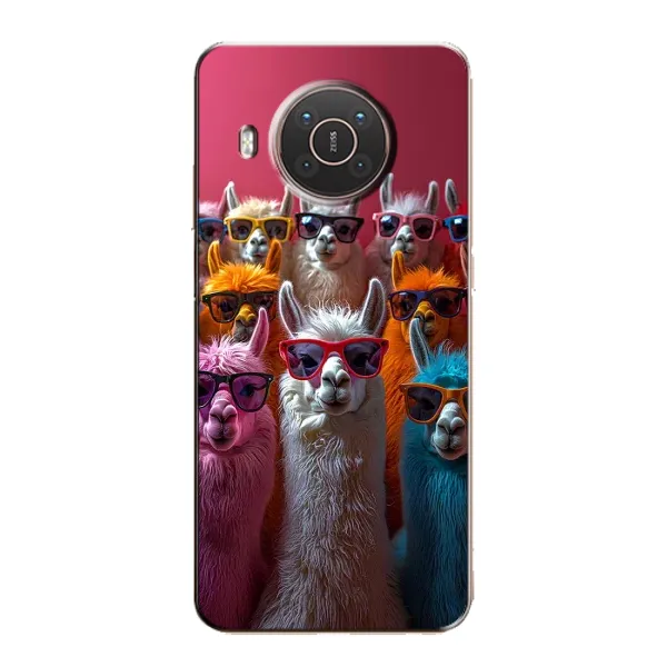 Чохол з принтом «Лами в окулярах» для Nokia X10