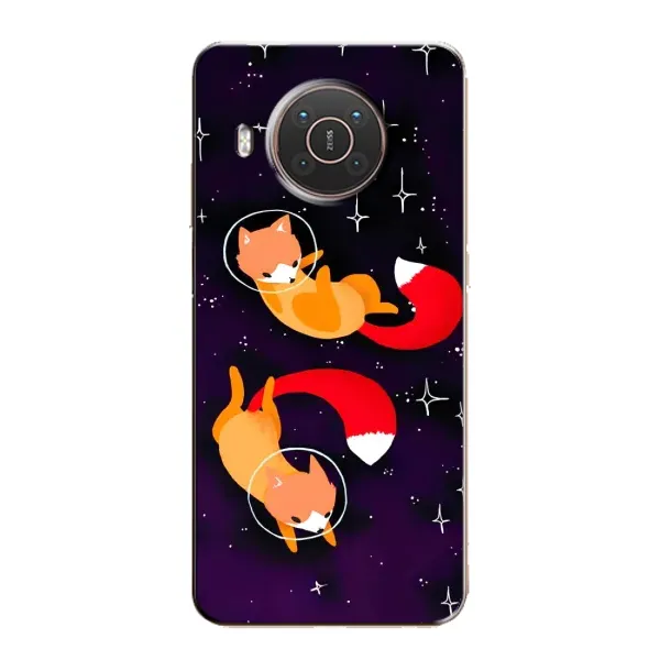 Чехол с принтом «Лисички космонавты» для Nokia X10
