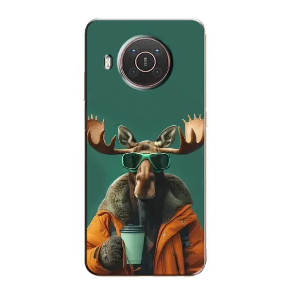 Чохол з принтом «Лось з кавою» для Nokia X10