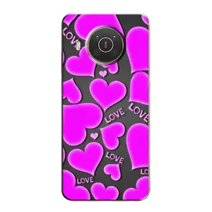 Чехлы для любимой на Нокія Х10 (VPrint) (Pink hearts)