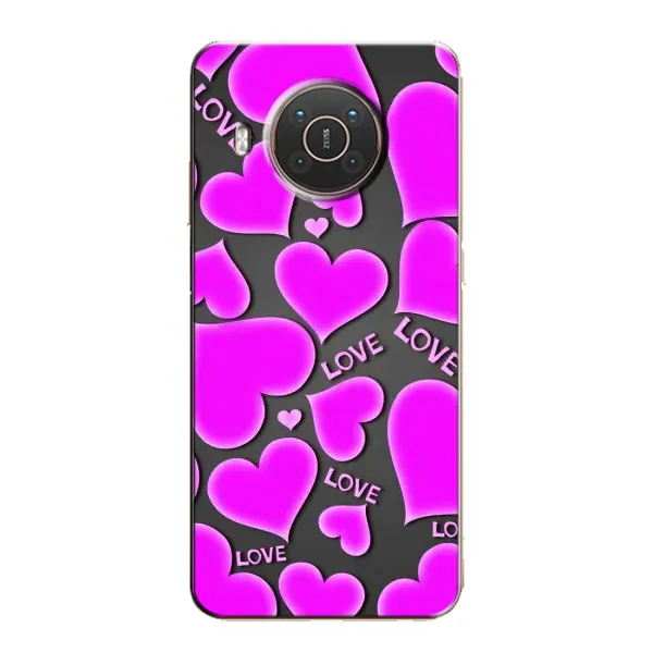 Чохол з принтом «Pink hearts» для Nokia X10