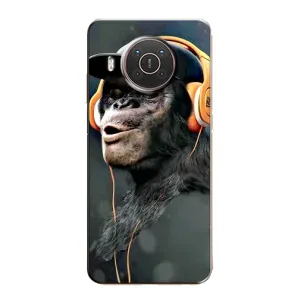 Чохол з Мавпами Nokia X10 - (AlphaPrint) (В навушниках)