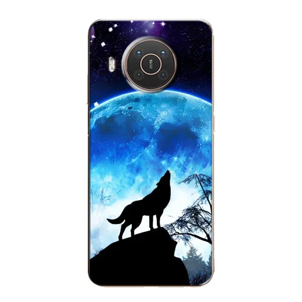 Чехол с принтом «Волк на луну» для Nokia X10
