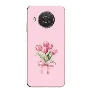 Чехол с розовым рисунком для Nokia X20 (Букет цветов)