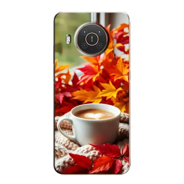 Чохол з принтом «Кава та листя» для Nokia X20