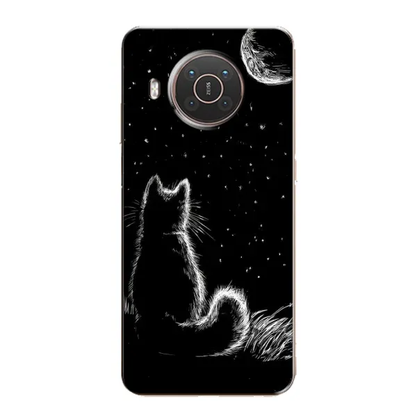 Чехол с принтом «Котик и луна» для Nokia X20