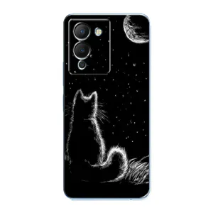 Чехол с принтом для Infinix Note 12 (G96) (AlphaPrint) Модные коты (Котик и луна)
