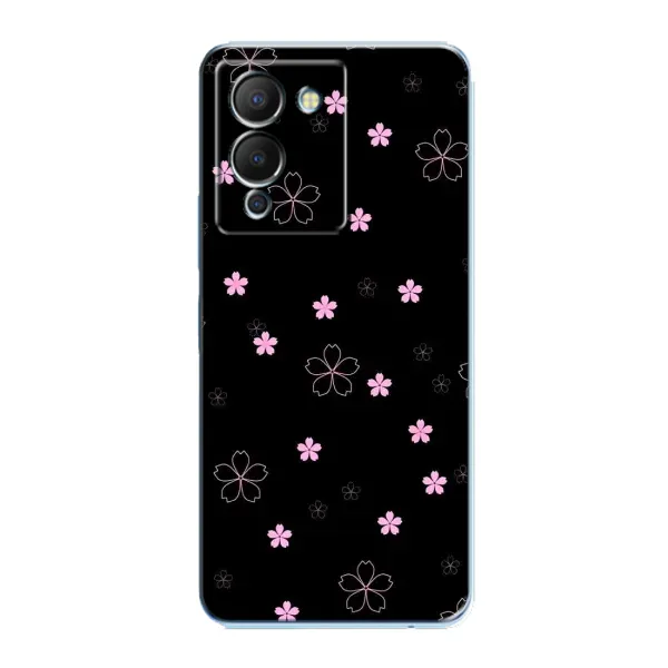 Чохол з принтом «Рожеві квіти на чорному» для Infinix Note 12 (G96)