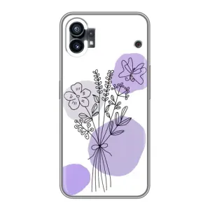 Силиконовый чехол с принтом в цветах на Nothing Phone 1 (Букет фиолетовая абстракция)