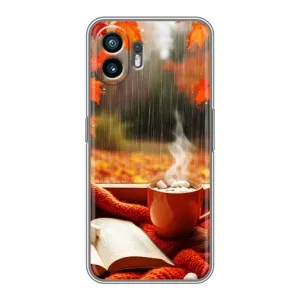 Чехол с уникальным дизайном «Осень с кофе» для Nothing Phone 2 (Кофе и дождь)