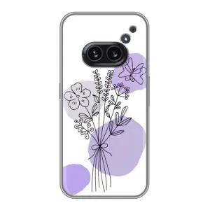 Силиконовый чехол с принтом в цветах на Nothing Phone 2a (Букет фиолетовая абстракция)