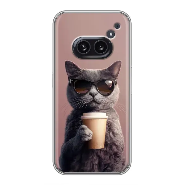 Чехол с принтом «Кот с кофе» для Nothing Phone 2a