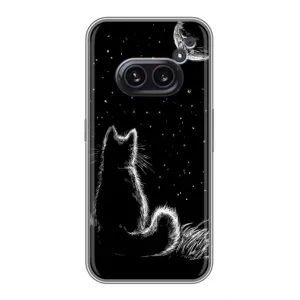 Чехол с принтом для Nothing Phone 2a (AlphaPrint) Модные коты (Котик и луна)