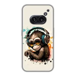 Чехол с Обезьянами Nothing Phone 2a - (AlphaPrint) (Макака в наушниках)