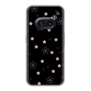 Чехол с розовым рисунком для Nothing Phone 2a (Розовые цветы на черном)