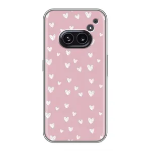 Чехол с розовым рисунком для Nothing Phone 2a (Сердечки на розовом)