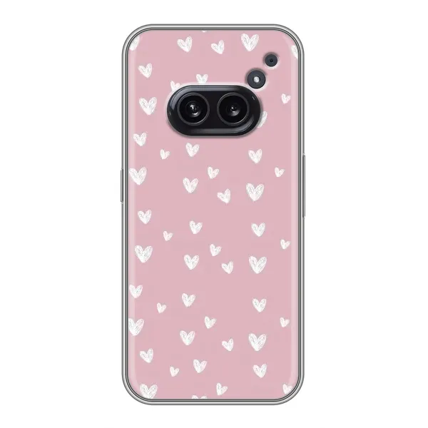 Чехол с принтом «Сердечки на розовом» для Nothing Phone 2a