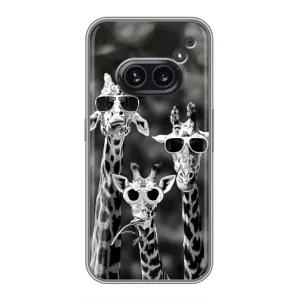 Силиконовый чехол с КАРТИНКАМИ лето для Nothing Phone 2a (AlphaPrint) (Жирафы в очках)
