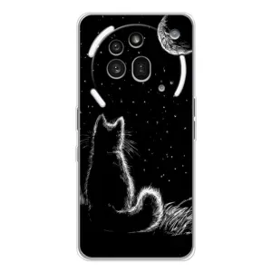 Чохол з принтом для Nothing Phone (3a) Pro (AlphaPrint) Модні коти (Котик і місяць)
