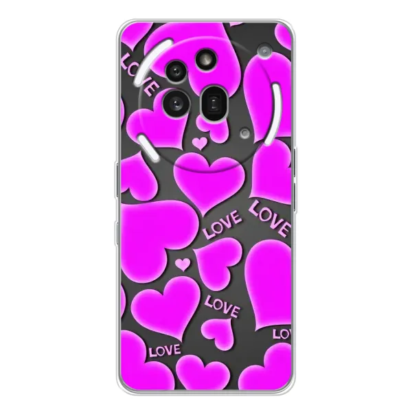 Чехол с принтом «Pink hearts» для Nothing Phone (3a) Pro