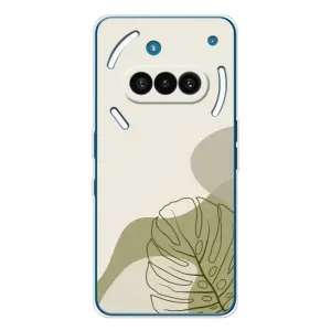 Силиконовый чехол с принтом в цветах на Nothing Phone (3a) (Зеленая монстера дизайн)