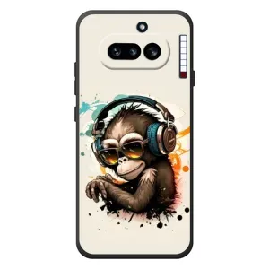 Чехол с Обезьянами Nothing Phone (4a) - (AlphaPrint) (Макака в наушниках)