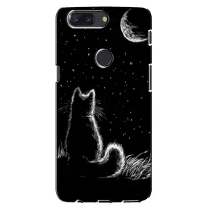 Чехол с принтом для One Plus 5T (AlphaPrint) Модные коты (Котик и луна)