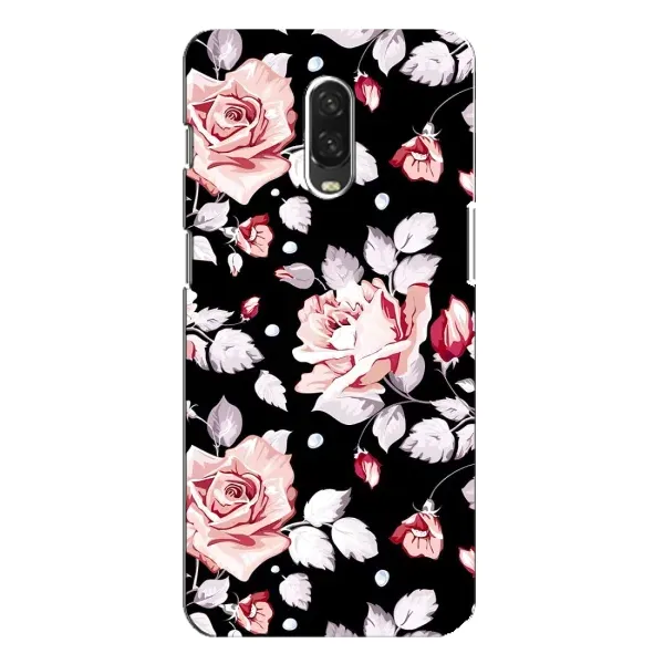 Чехол с принтом «Цветочки на черном» для OnePlus 6T