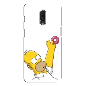 Чехол с Симпсонами для One Plus 6T (VPrint) (Гомер с пончиком)