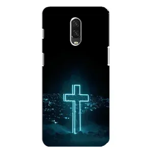 Чехол для One Plus 6T (AlphaPrint) - (Христианские) (Крест и город)