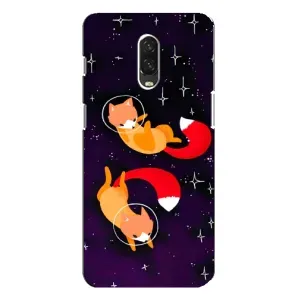 Чехлы с картинкой Лисички для One Plus 6T (VPrint) (Лисички космонавты)