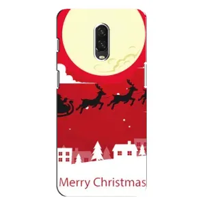 Рождественские Чехлы для One Plus 6T (VPrint) (Санта с оленями)