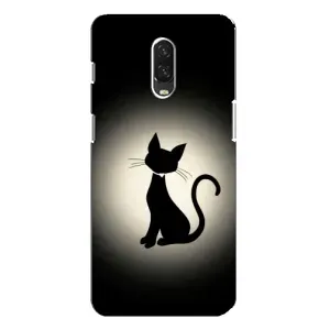 Чехол с принтом для One Plus 6T (AlphaPrint) Модные коты (Силуэт котика)