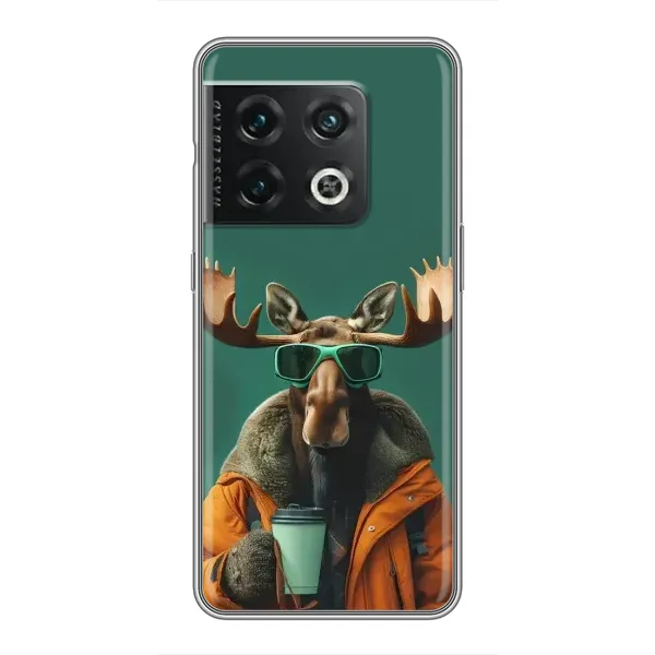 Чехол с принтом «Лось с кофе» для OnePlus 10 Pro