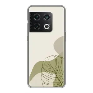 Силиконовый чехол с принтом в цветах на OnePlus 10 Pro (Зеленая монстера дизайн)